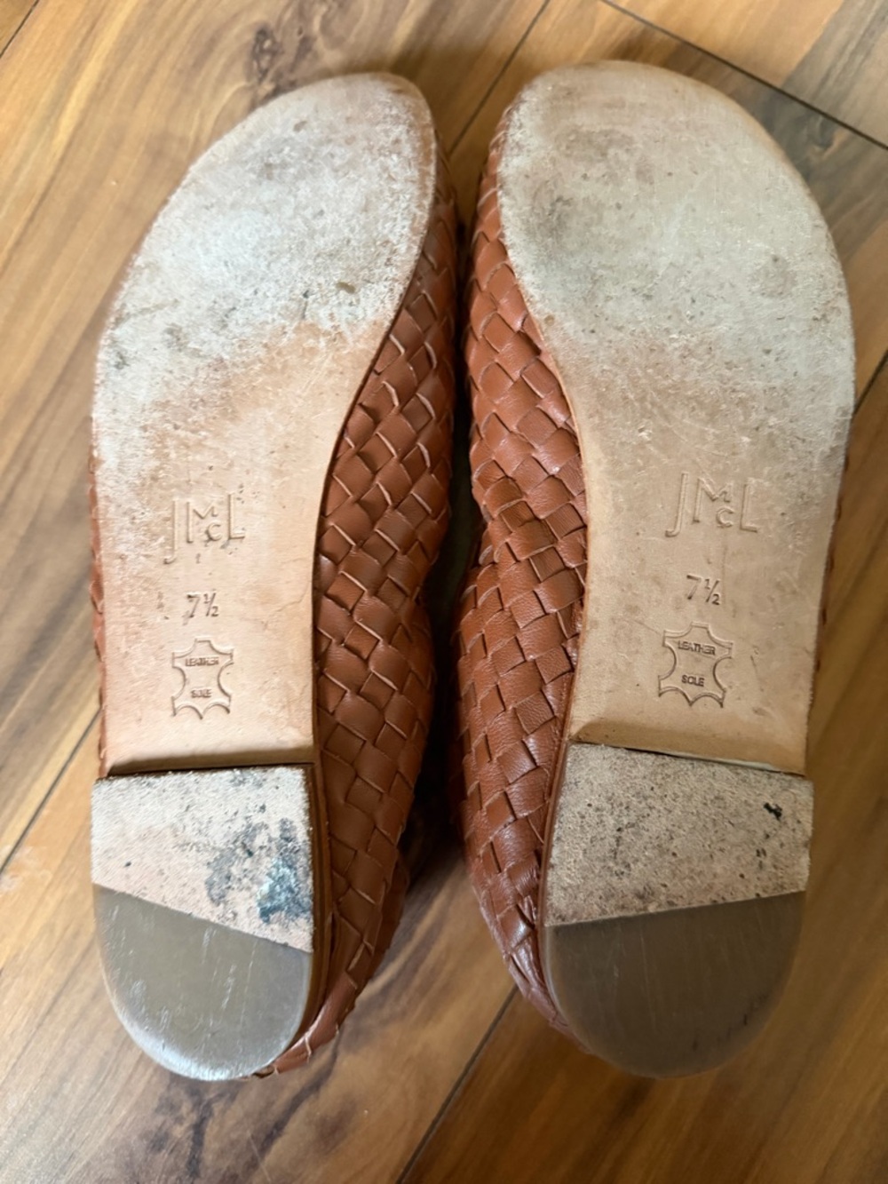 J. McLaughlin Tan Woven Leather Ballet Flats - Picture 6 of 9